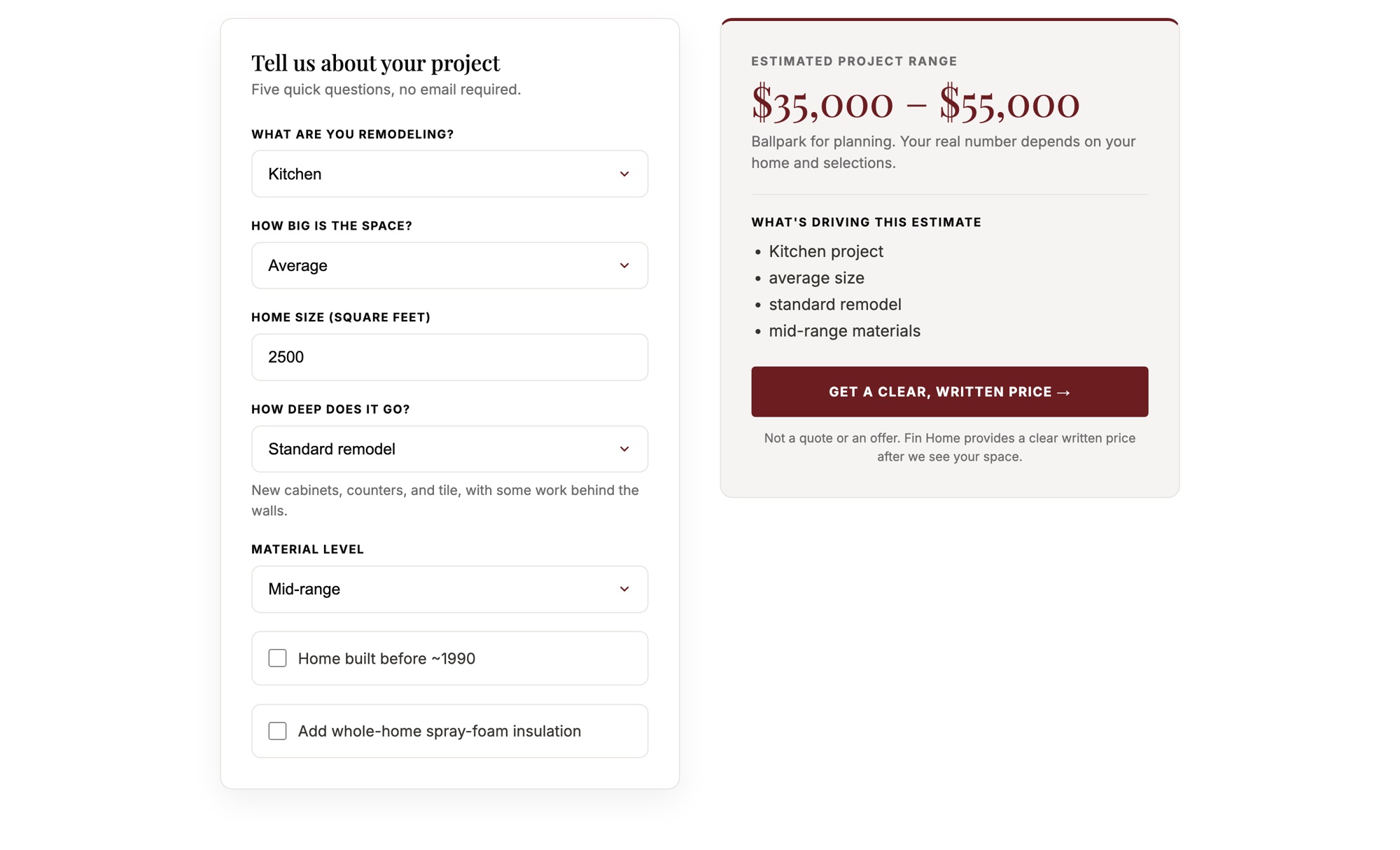 A cost estimator that answers the money question